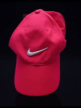Nike Red and Black Golf Hat with White Swoosh Label